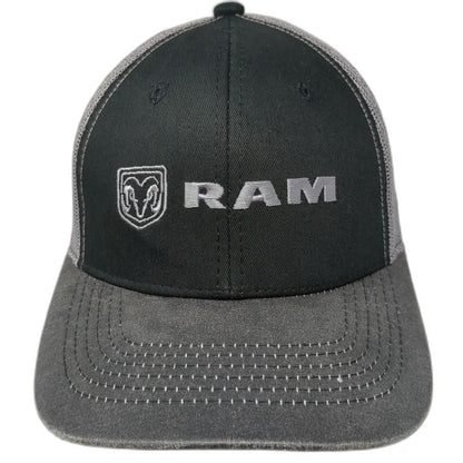 Outdoor Cap Trucker Hat Gray One Size RAM Logo Mesh Snapback Contrast Stitching