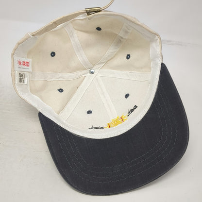 Del Sol Baseball Cap Beige Blue One Size Sun Logo Slideback Two Tone Cotton Hat