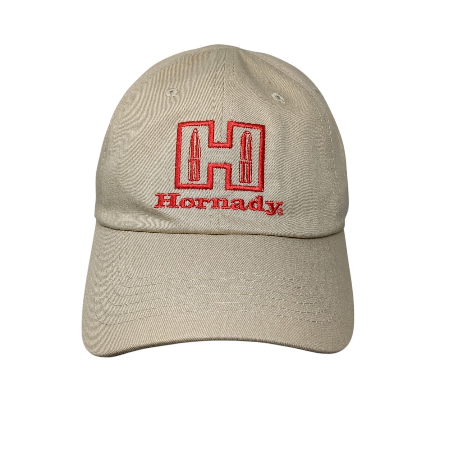 Hornady Strapback Hat Tan OSFA Adjustable Embroidered Vented Holes Cotton