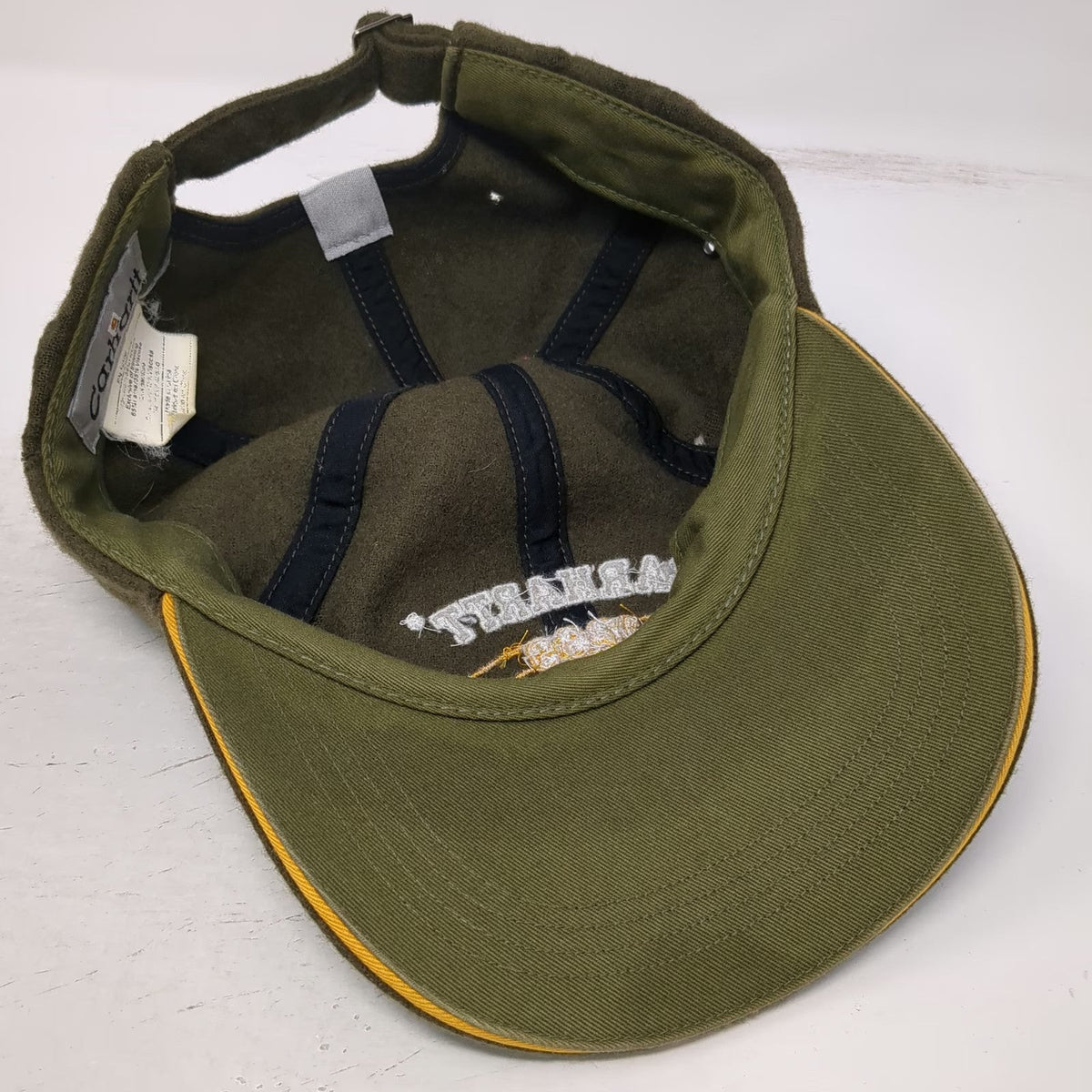 Carhartt Baseball Cap Green One Size Wool Blend Slideback 1889 Est- Logo Hat