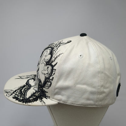 Disney Baseball Cap White One Size Grumpy Seven Dwarfs Flocked Graphic Art Hat