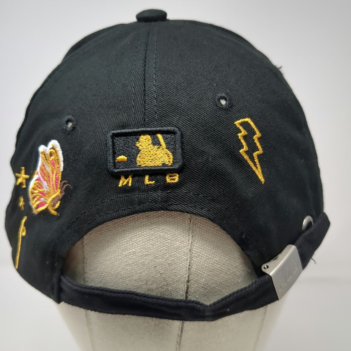 New York Yankees MLB Black One Size Baseball Cap Floral Butterfly Beetle Hat