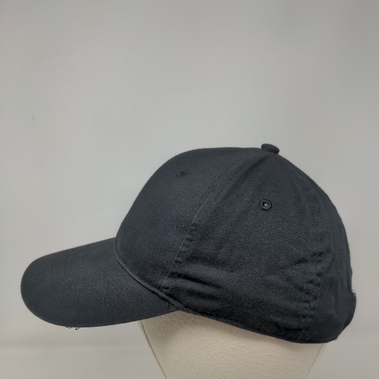 Unbranded Strapback Hat Black One Size Adjustable Vented Holes 6 Panel Blank