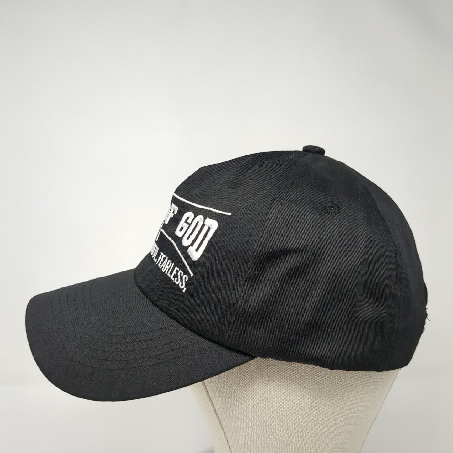 Man of God Strong Faithful Fearless Strapback Hat Black One Size Solid