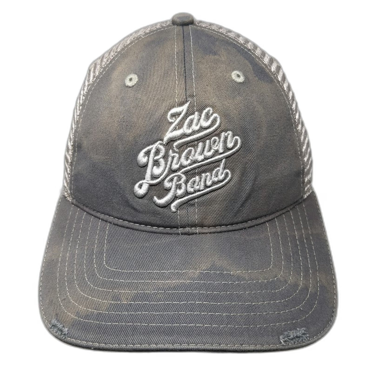 Southern Ground Zac Brown Band Gray Baseball Cap OSFM Distressed Camo Mesh Hat