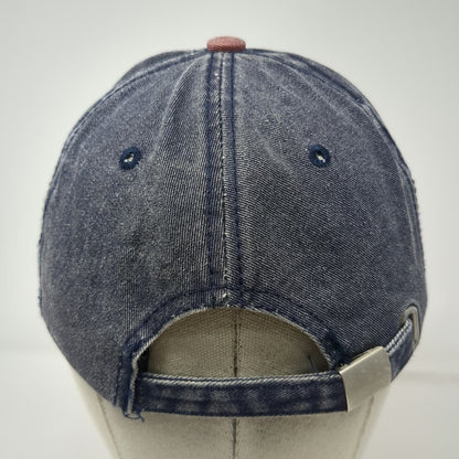 Blue US Navy Baseball Cap One Size American Flag Faded Denim Distressed Hat