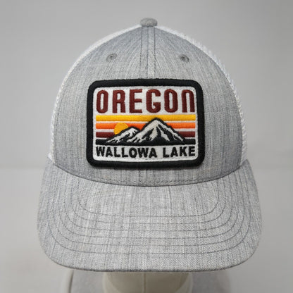 Oregon Wallowa Lake Snapback Trucker Hat Gray OS Adjustable Mesh Back Legacy