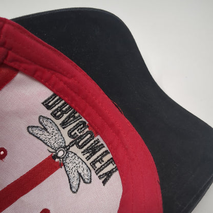 Dragon Fly Strapback Baseball Cap Red One Size Adjustable Embroidered 6 Panel