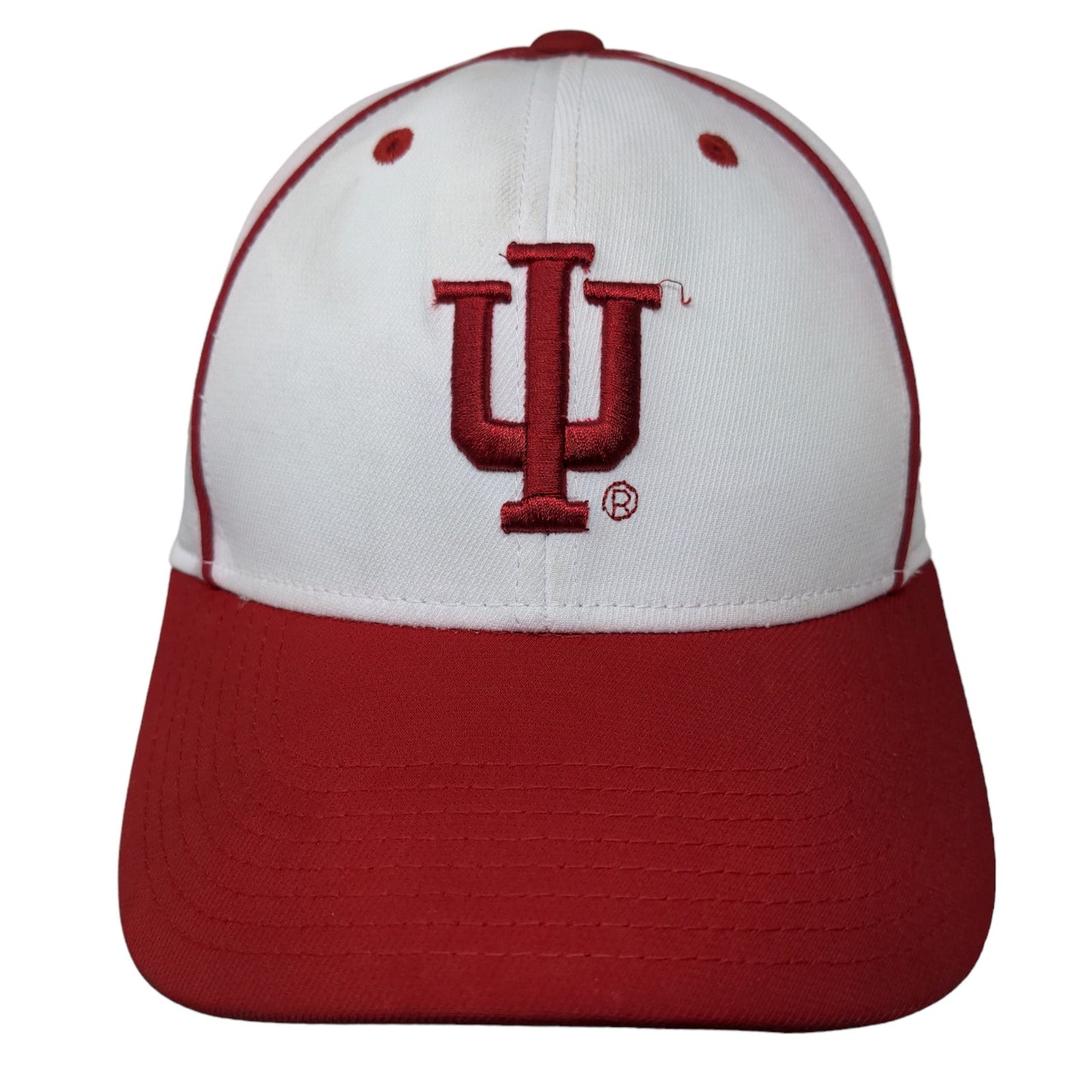 Adidas Boys Fitted Hat Red White OSFM Embroidered IU Hoosiers Logo