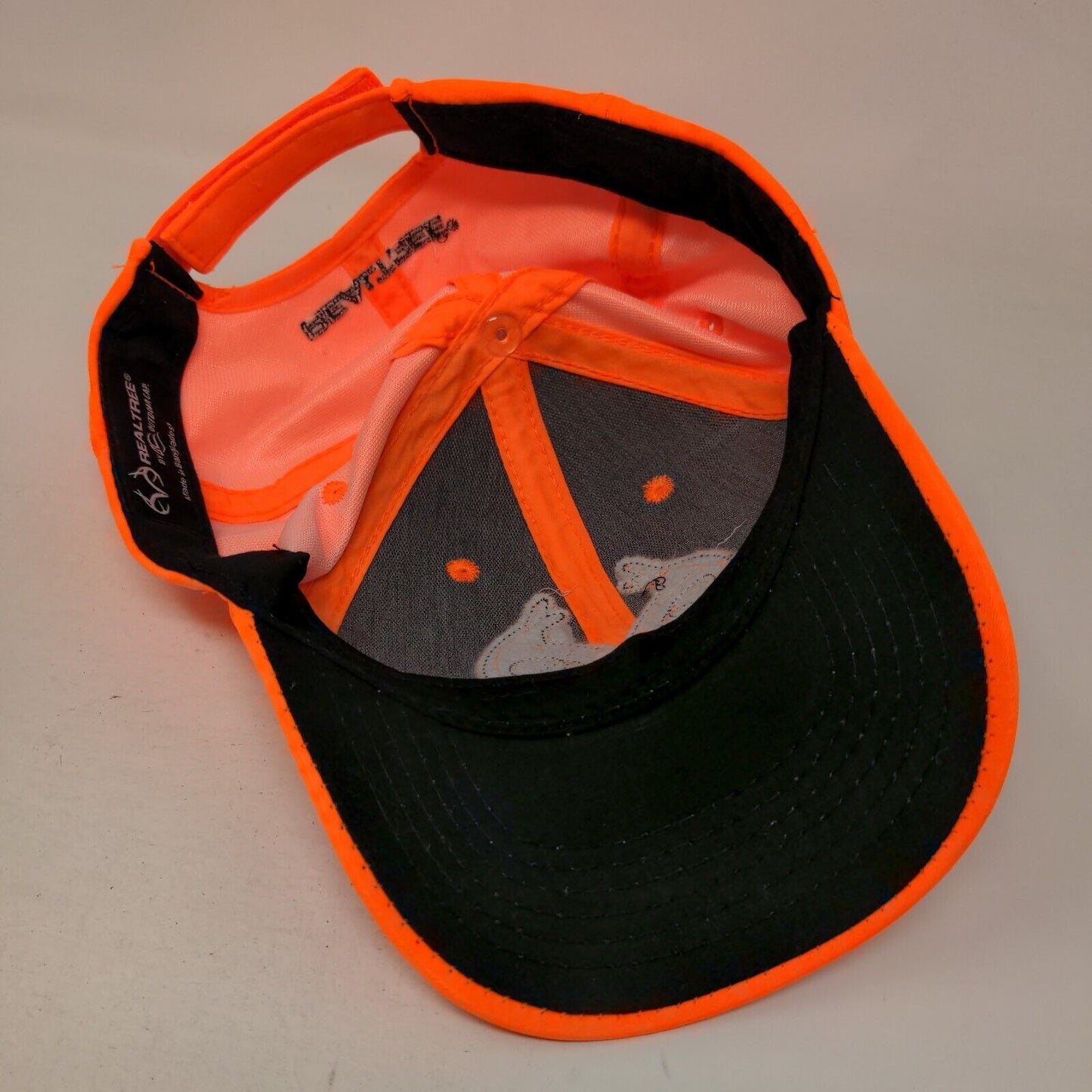 Realtree Strapback Hat Orange One Size Embroidered Logo 6 Panel Outdoor Cap