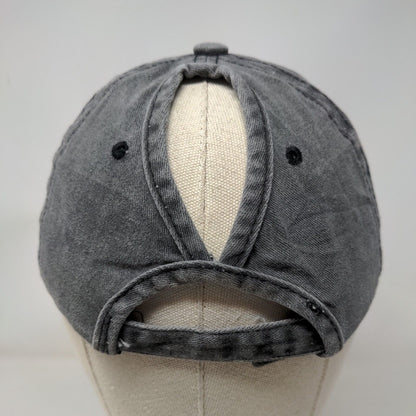 Unbranded Strapback Pony Cap Gray One Size Adjustable 6 Panel Blank Cotton