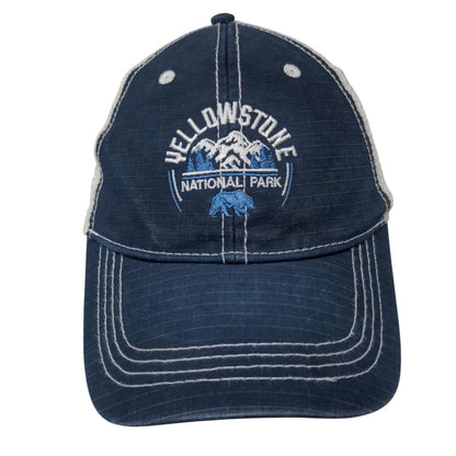 Yellowstone National Park Snapback Trucker Hat Blue OSFA Mesh Back