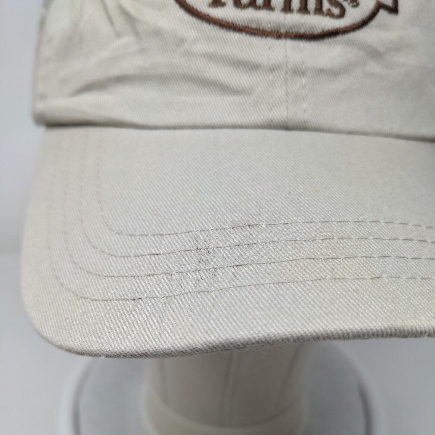 Sanderson Farms Strapback Hat Tan OSFA Adjustable Embroidered 6 Panel Cotton