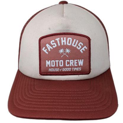 Fasthouse Trucker Hat Red One Size Moto Crew Mesh Snapback House of Good Times