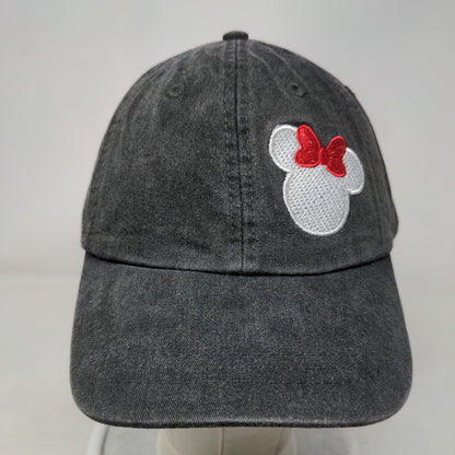 Minnie Mouse Slideback Hat Gray One Size Embroidered Leather Strap Adams