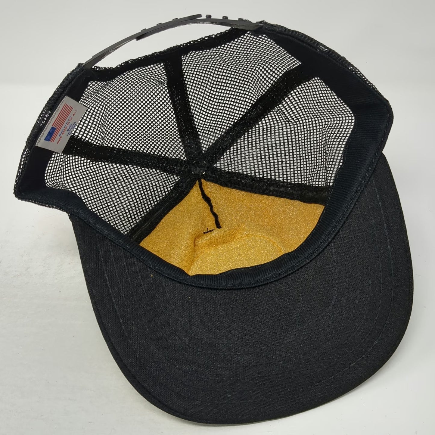 NRA Trucker Hat Black Yellow Vintage Mesh Snapback Scrambled Eggs Made in USA