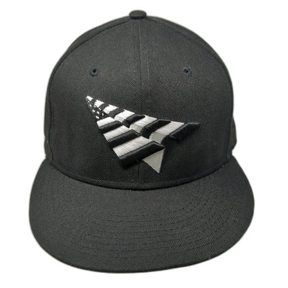 New Era Snapback Hat Black One Size Paper Plane 9FIFTY Flat Brim Stars Stripes