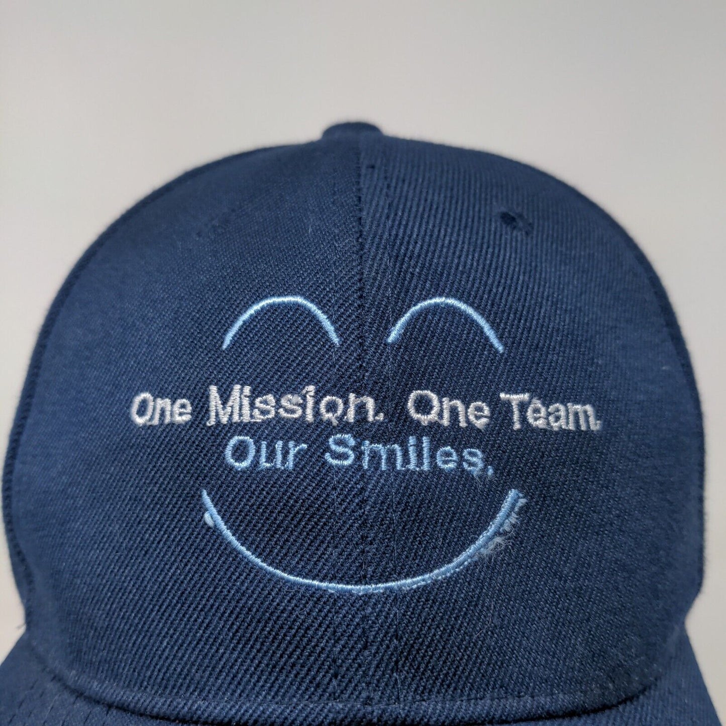 Unbranded Men's Strapback Hat Blue Embroidered One Mission One Team Our Smiles