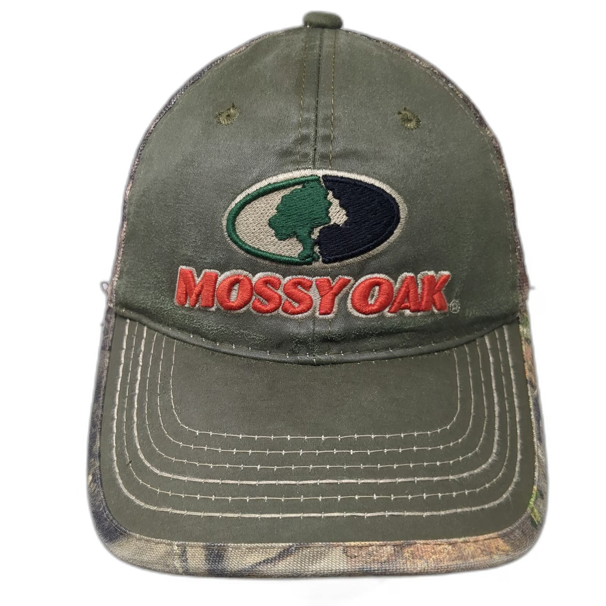 Mossy Oak Baseball Cap Green Camo OSFM Mesh Back Strapback Hunting Outdoor Hat