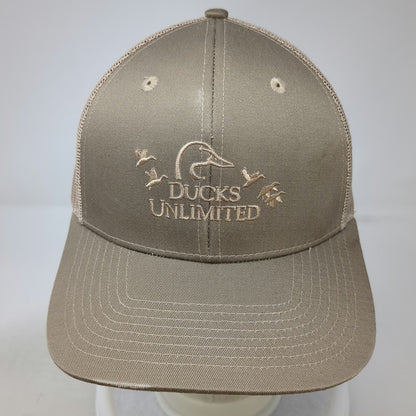 Beige Trucker Hat One Size Ducks Unlimited Volunteer Mesh Snapback Hunting Logo