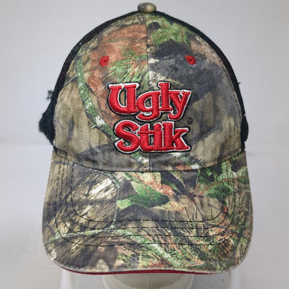 Ugly Stik Baseball Cap Green One Size Camo Mesh Back Red Logo Fishing Gear Hat