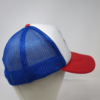 Otto Trucker Hat White Blue Red One Size Mesh Back Snapback Hot Dog Shot Graphic