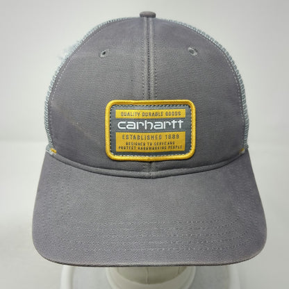 Carhartt Trucker Hat Gray Yellow One Size Mesh Snapback Logo Patch Durable Work