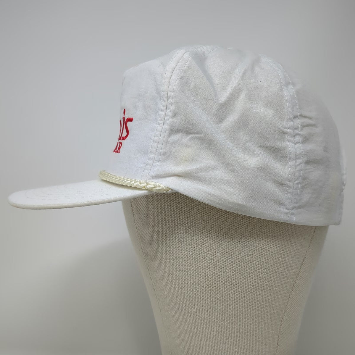 A.J.M. 5 Panel White One Size Hat Harris Rebar Logo Nylon Rope Bill Snapback