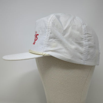 A.J.M. 5 Panel White One Size Hat Harris Rebar Logo Nylon Rope Bill Snapback