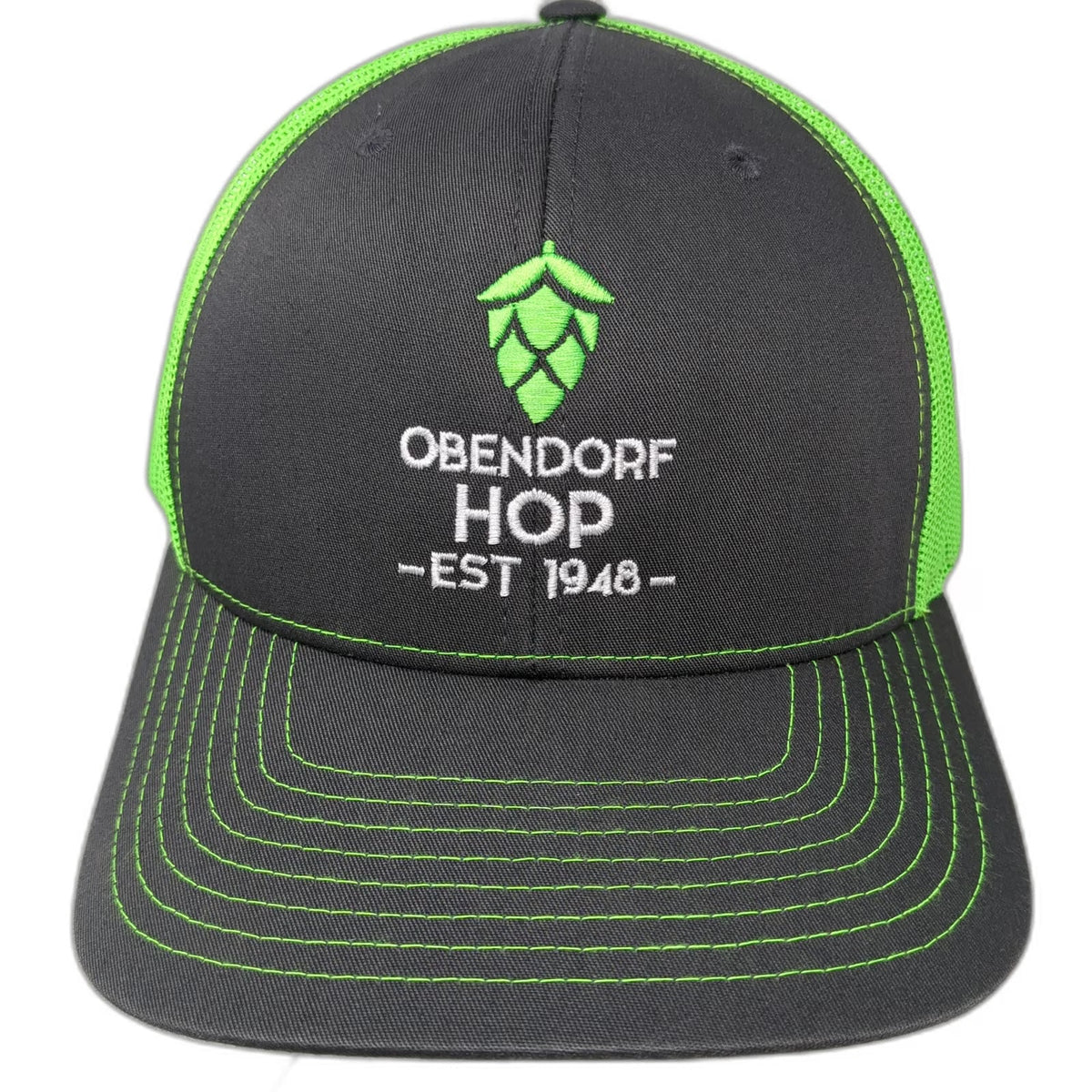 Richardson Trucker Hat Gray Green One Size Hop Cone Mesh Snapback Agriculture