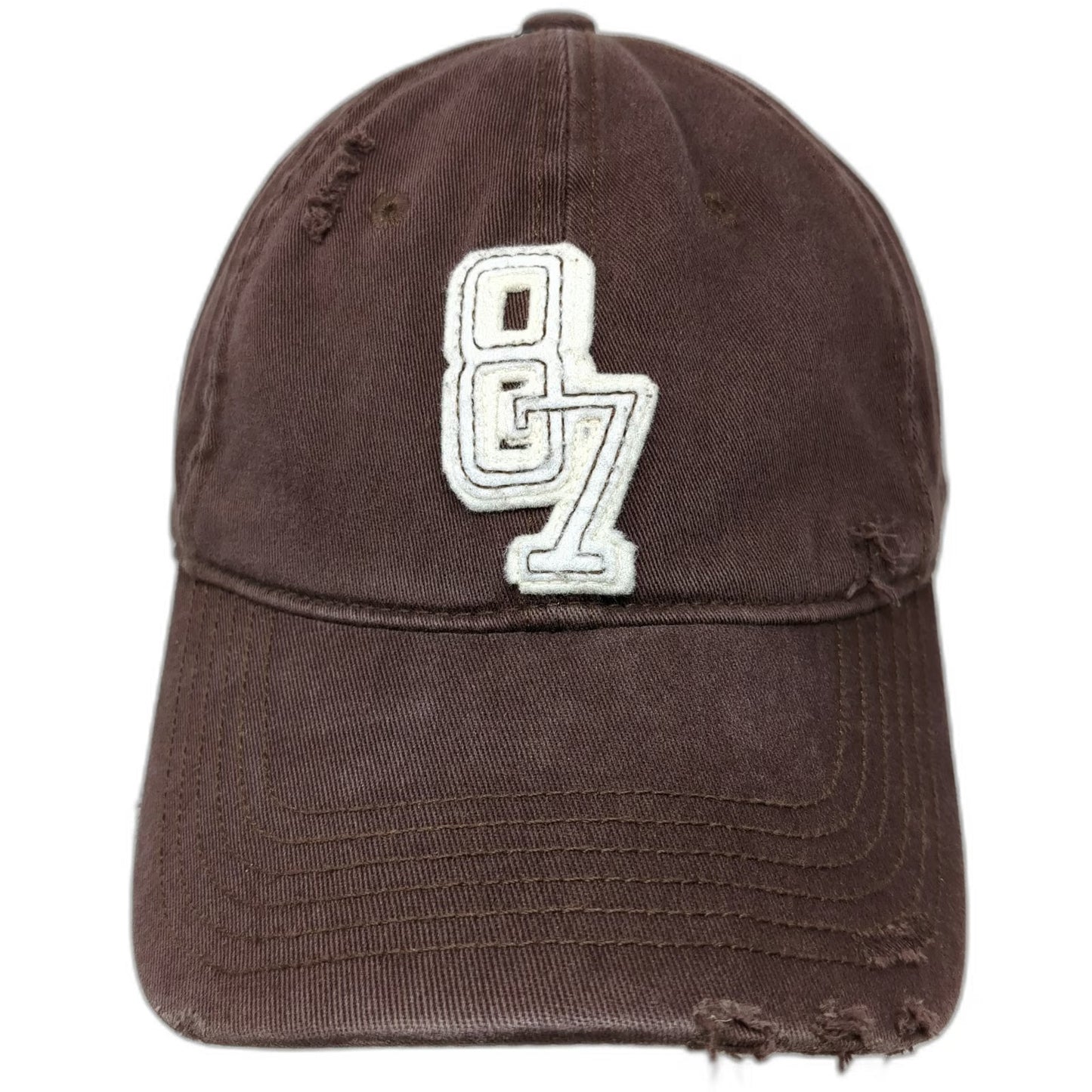 Aeropostale 87 Baseball Cap Brown XL Distressed Brim Aero Underbill Hat