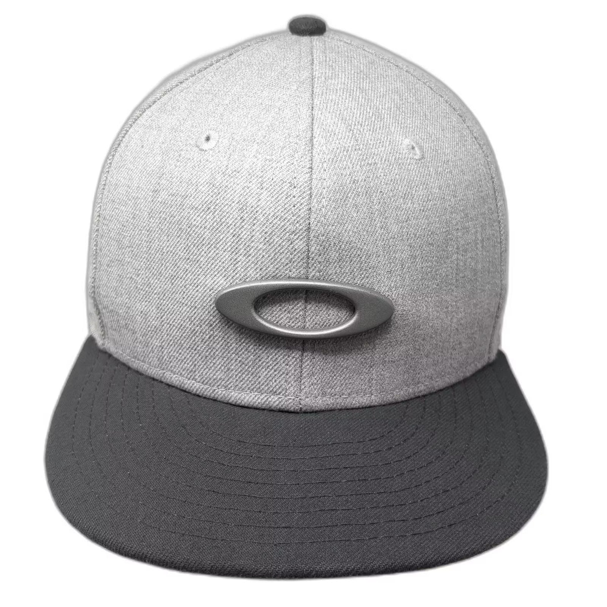 New Era Oakley Gray Black Snapback Hat One Size 9FIFTY Flat Brim Logo Adjustable