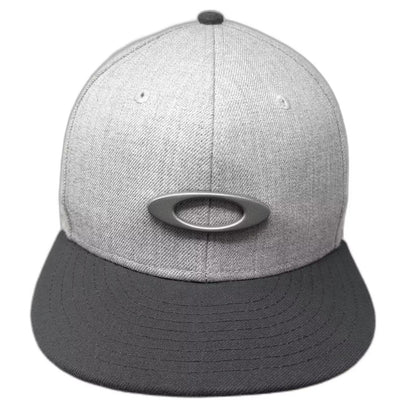 New Era Oakley Gray Black Snapback Hat One Size 9FIFTY Flat Brim Logo Adjustable