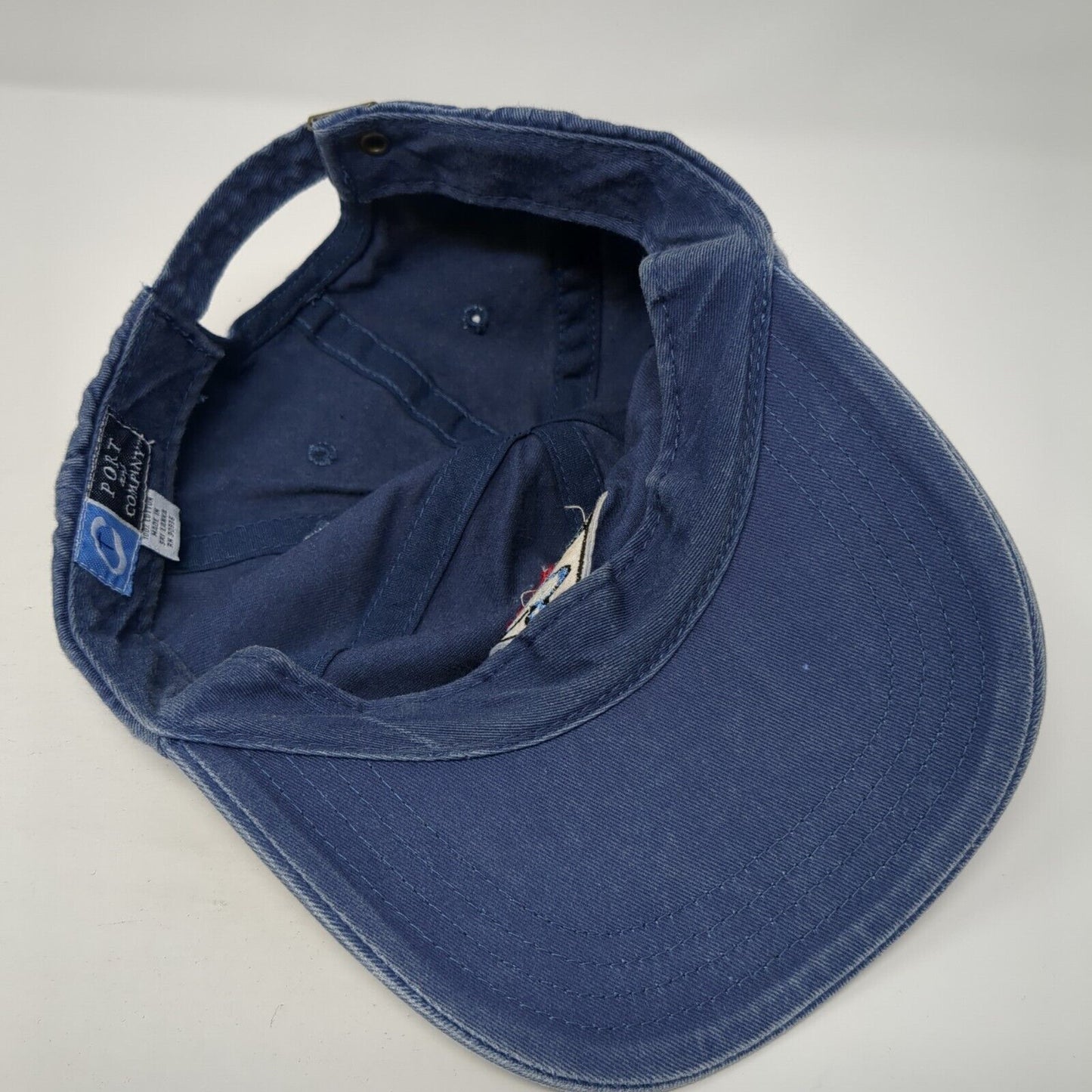Port & Company Slideback Hat Blue One Size Adjustable Embroidered