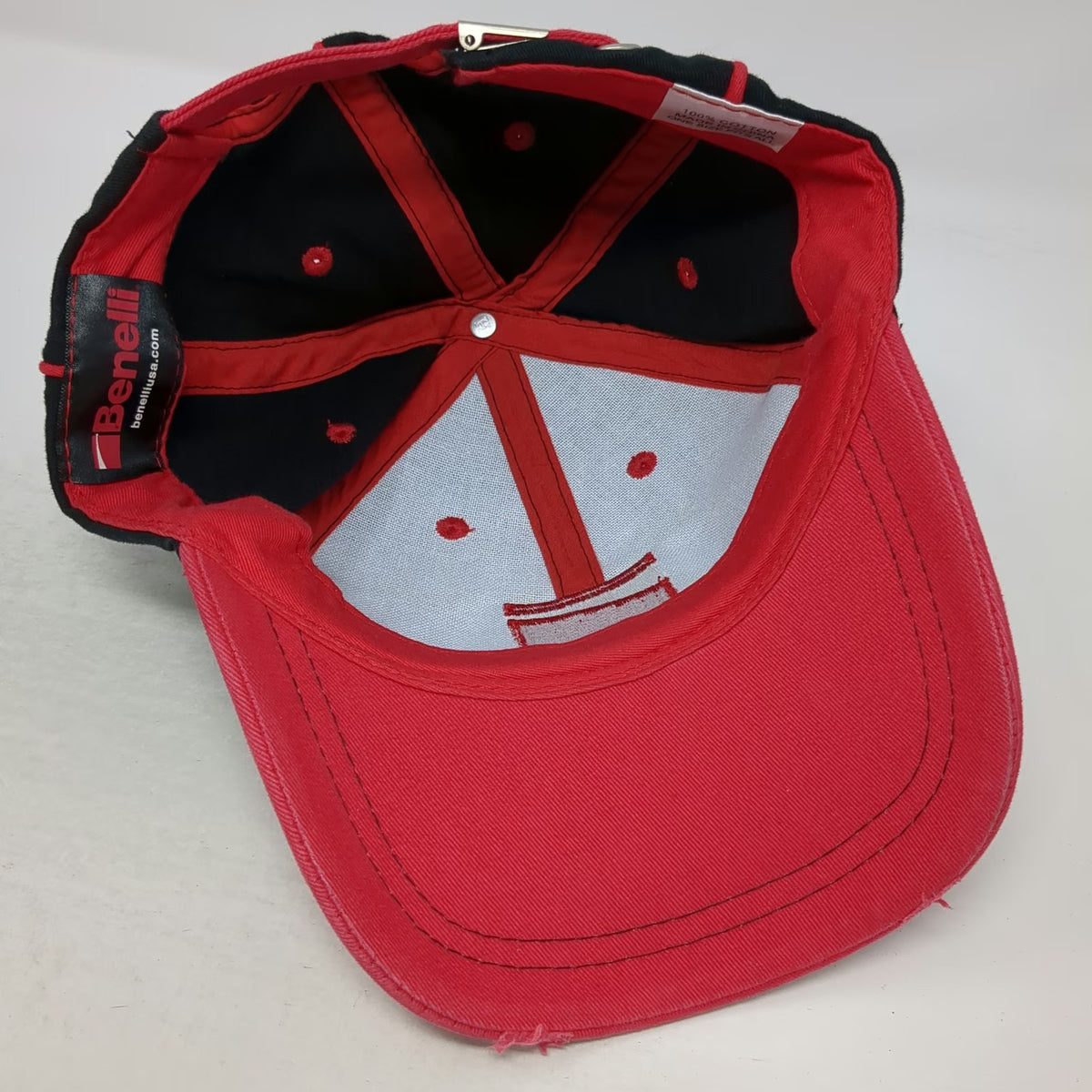 Benelli Baseball Cap Black Red One Size Contrast Piping Embroidered Cotton Hat