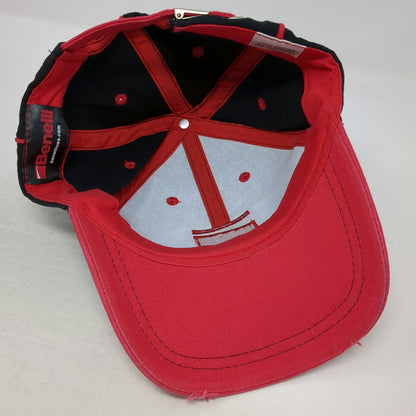 Benelli Baseball Cap Black Red One Size Contrast Piping Embroidered Cotton Hat