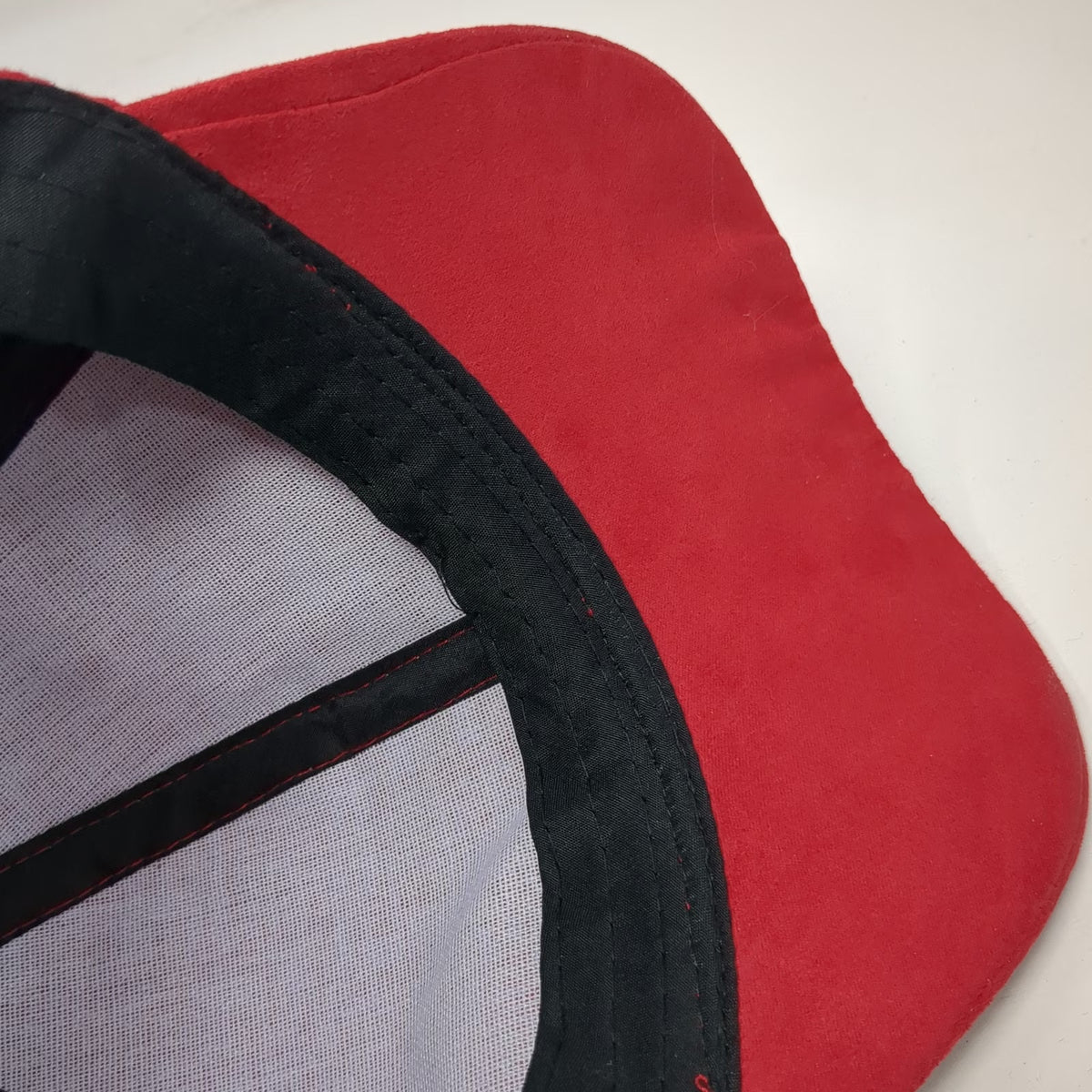 Red Baseball Cap One Size Strapback Faux Suede Pom Pom Fuzzy Furry Top Solid Hat