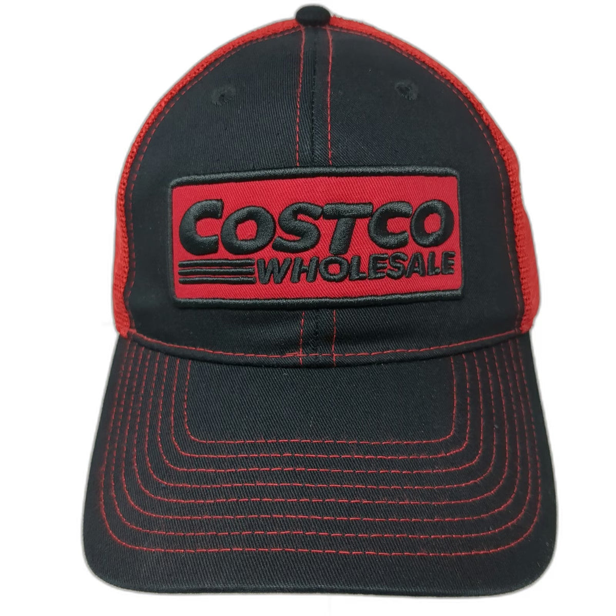 Bamko Trucker Hat Black Red One Size Costco Wholesale Embroidered Logo Patch
