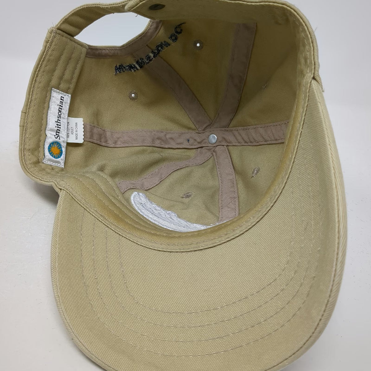Smithsonian Baseball Cap Beige One Size Washington DC Embroidered Hat EST 1846