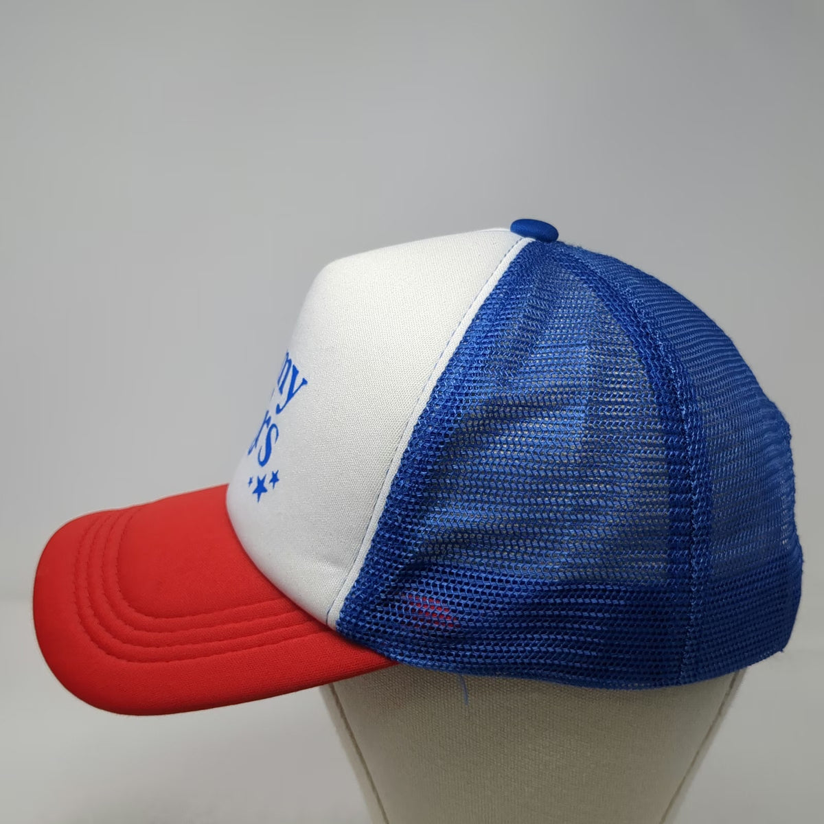 Blue White Red Trucker Hat One Size Oh My Stars Mesh Back Foam Snapback hat