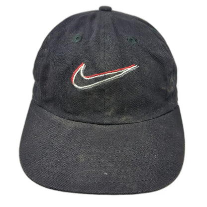 Nike Baseball Cap Black Slideback Embroidered Swoosh Logo 6 Panel Hat Vintage
