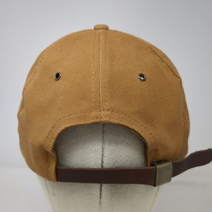 NRA ILA Leather Patch Brown Baseball Cap Hat Made in USA Metal Buckle Vintage