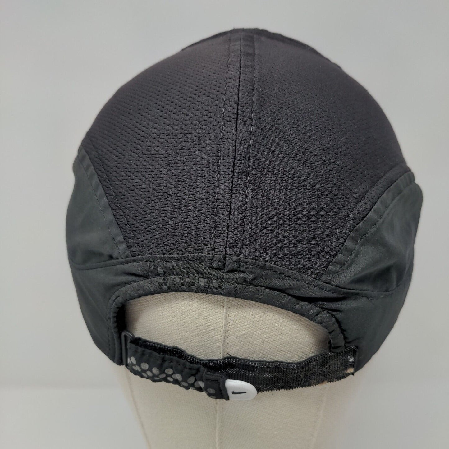 Nike Fit Dry Strapback Hat Black OSFA Adjustable Swoosh Running