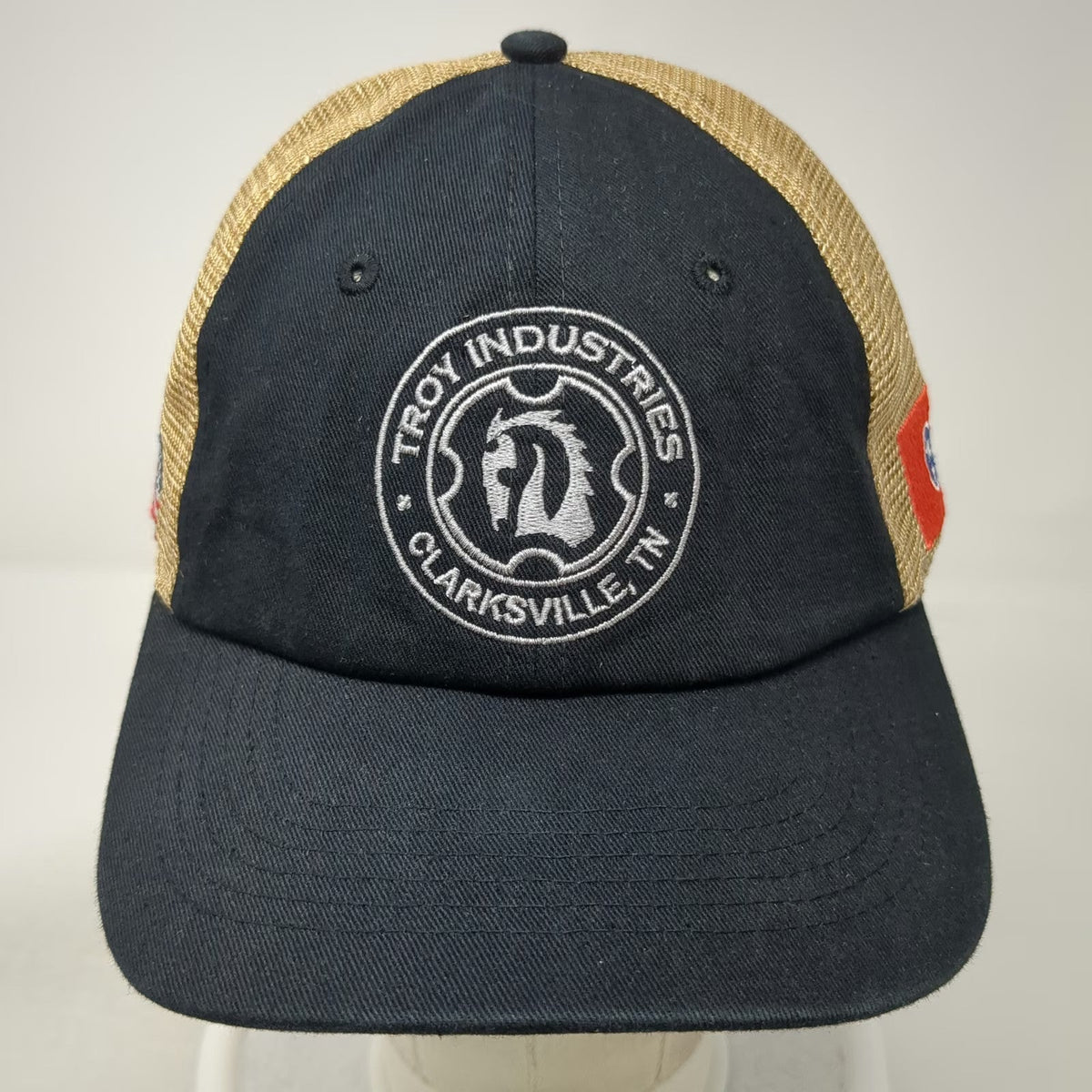 Troy Trucker Hat Black Gold One Size Tennessee US Flag Clarksville TN Mesh