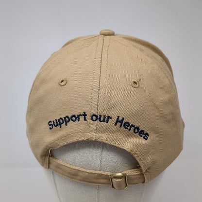 USO Support Our Heroes Slideback Hat Tan One Size Adjustable Embroidered