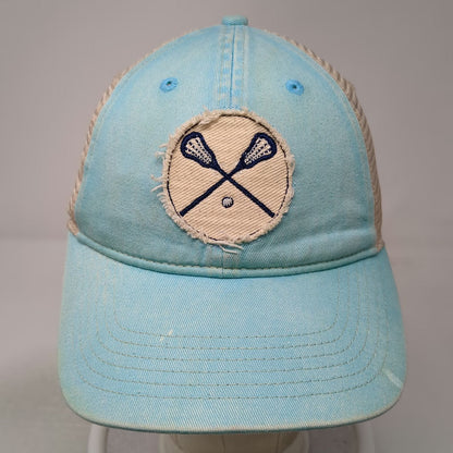 Comfort Colors Trucker Hat Blue One Size Crossed Lacrosse Sticks Snapback Mesh