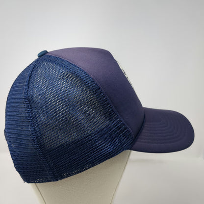 Rain For Rent Trucker Hat Blue One Size Foam Mesh Snapback Rope Industrial Logo