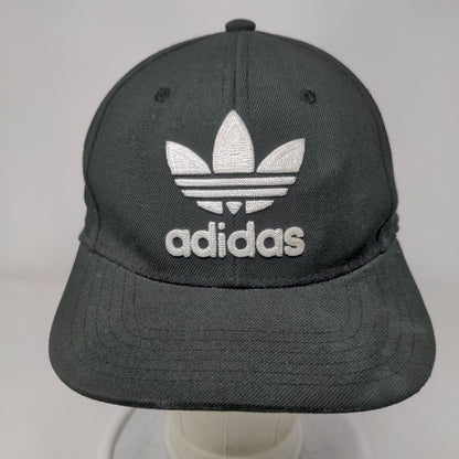 Adidas Snapback Hat Black OSFM Adjustable Embroidered Trefoil 6 Panel