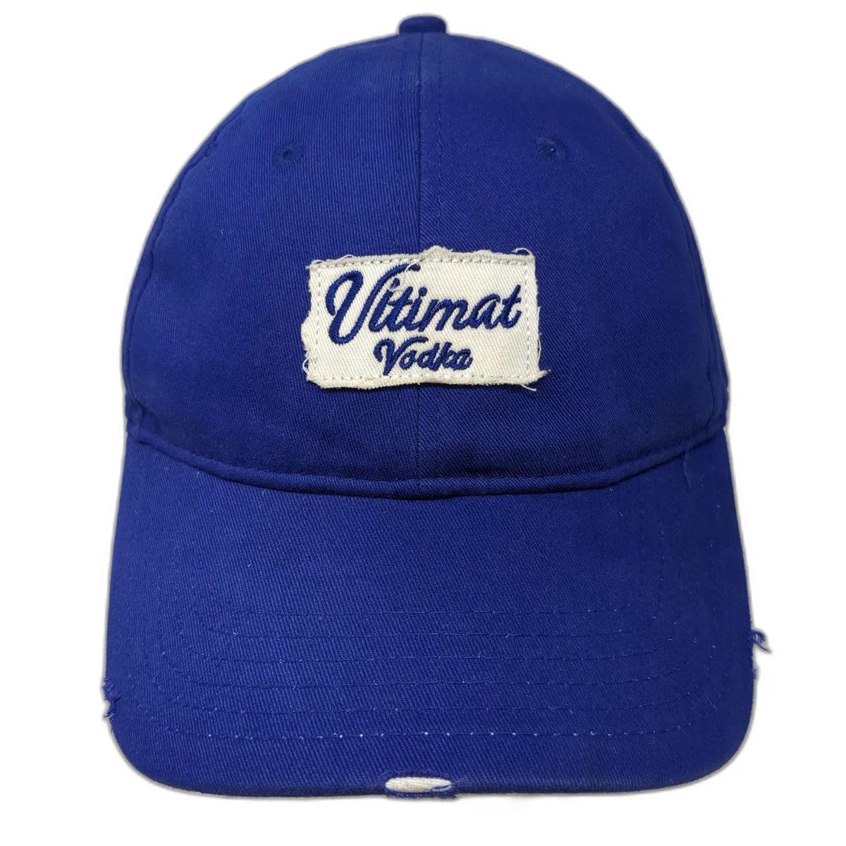 Ultimat Vodka Baseball Cap Blue One Size Distressed Frayed Patch Slideback Hat