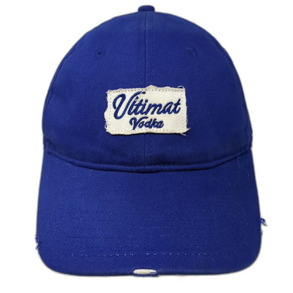Ultimat Vodka Baseball Cap Blue One Size Distressed Frayed Patch Slideback Hat